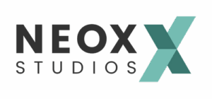 Logo von Neox Studios in Schwarz und Türkis.